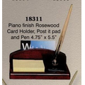 Piano Finish Rosewood Card Holder, Notepad & Pen